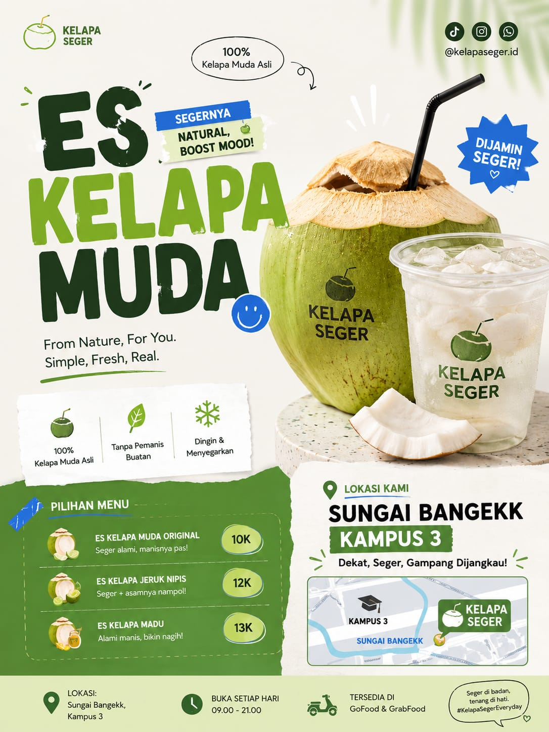 Poster Es Kelapa Muda Kelapa Seger